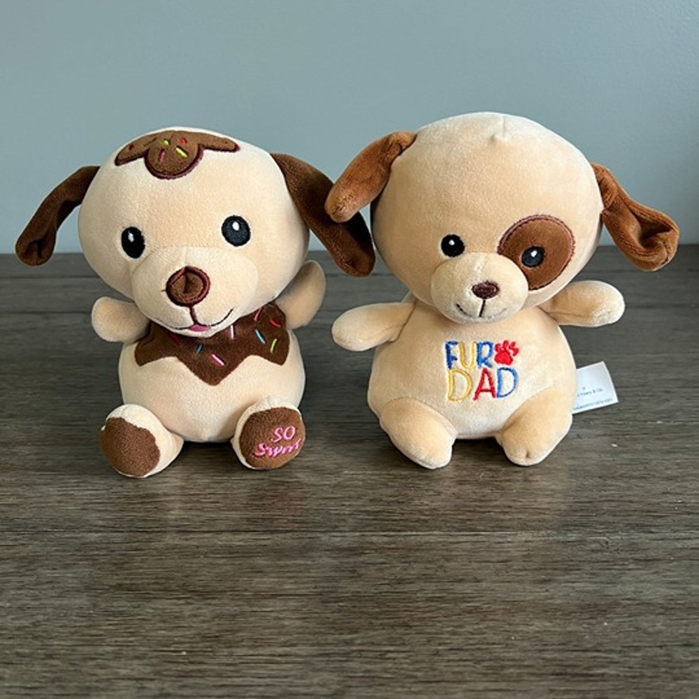 Walmart Puppy Plush Set Donut So Sweet & Fur Dad Embroidered Stuffed Animals